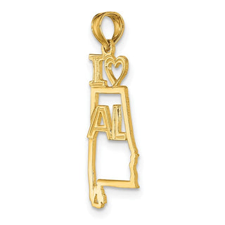 14k Yellow Gold Solid Alabama State Pendant