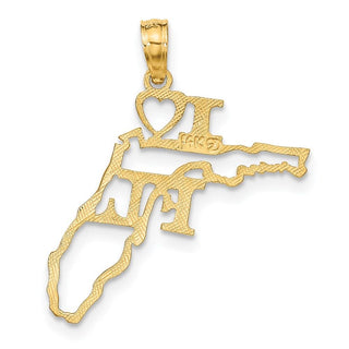 14k Yellow Gold Solid Florida State Pendant