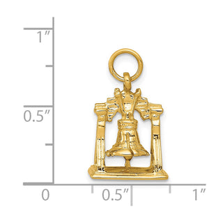14k Yellow Gold Solid Polished 3-D Liberty Bell Charm