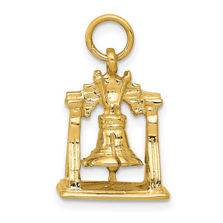14k Yellow Gold Solid Polished 3-D Liberty Bell Charm