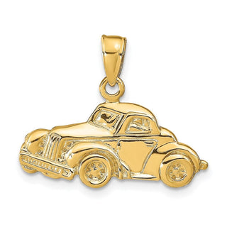 14k Yellow Gold Classic Antiqued Car Pendant