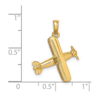 14k Yellow Gold 3-D Bi-Plane Pendant