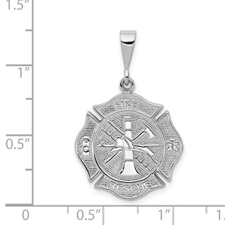 14K White Gold Fire Rescue Pendant