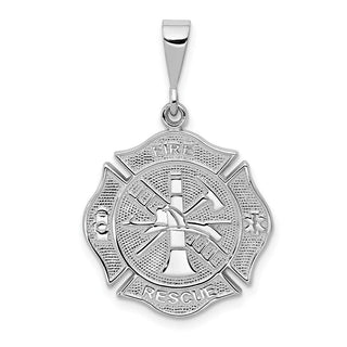 14K White Gold Fire Rescue Pendant