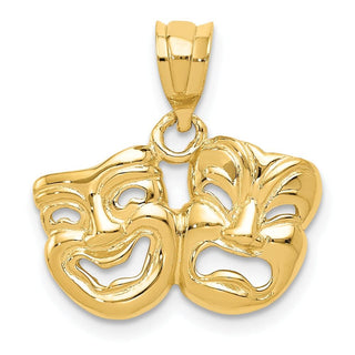 14k Yellow Gold Polished Open-Backed Comedy/Tragedy Pendant D1245
