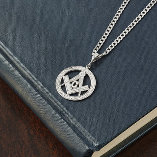 14K White Gold Large Masonic Pendant