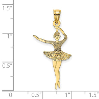 14k Yellow Gold Satin Polished Ballerina Pendant