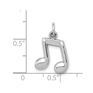 14k White Gold Polished Musical Notes Charm D1255