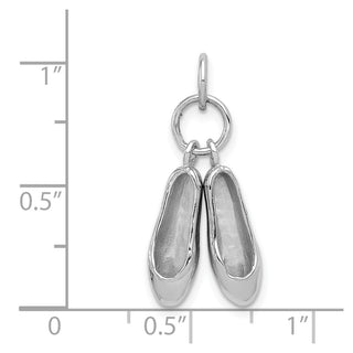 14k White Gold Solid Polished 3-D Moveable Ballet Slippers Charm