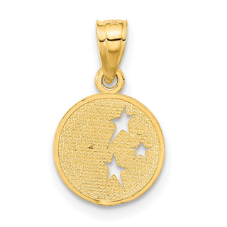 14k Yellow Gold Moon and Stars Pendant