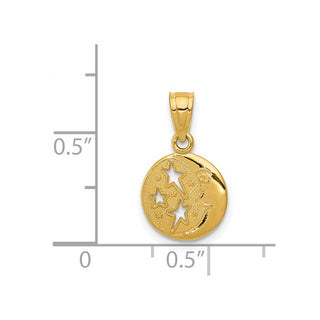 14k Yellow Gold Moon and Stars Pendant
