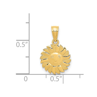 14k Yellow Gold Polished Sun w/Face Pendant