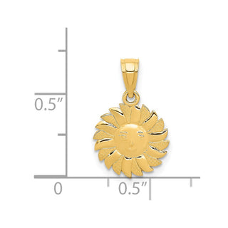 14k Yellow Gold Polished Sun w/Face Pendant