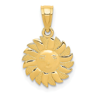 14k Yellow Gold Polished Sun w/Face Pendant