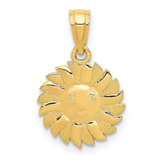 14k Yellow Gold Polished Sun w/Face Pendant