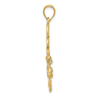 14k Yellow Gold Polished Diamond-cut Chandelier Pendant