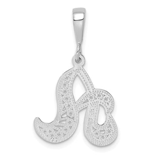 14K White Gold Solid Polished Filigree Initial A Pendant