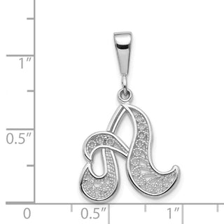 10K White Gold Filigree Initial A Pendant