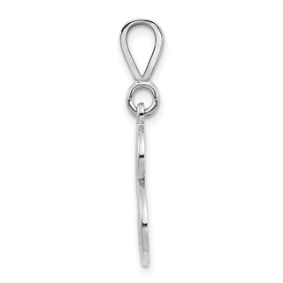 14K White Gold Solid Polished Filigree Initial B Pendant