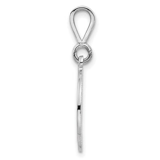 14K White Gold Solid Polished Filigree Initial D Pendant