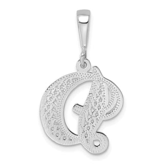 10K White Gold Filigree Initial D Pendant