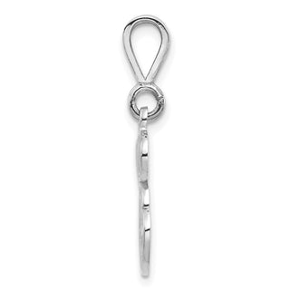 14K White Gold Solid Polished Filigree Initial E Pendant