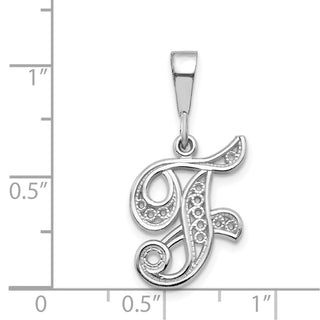 10K White Gold Filigree Initial F Pendant