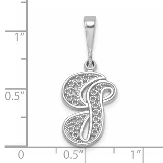 14K White Gold Solid Polished Filigree Initial G Pendant