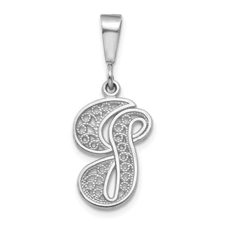 10K White Gold Filigree Initial G Pendant