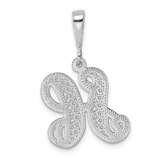 14K White Gold Solid Polished Filigree Initial H Pendant