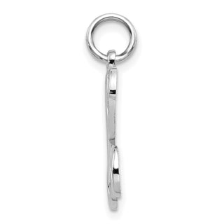 14K White Gold Solid Polished Filigree Initial K Pendant