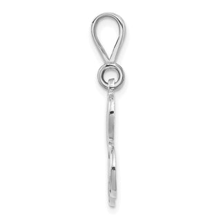14K White Gold Solid Polished Filigree Initial L Pendant