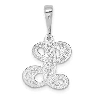 14K White Gold Solid Polished Filigree Initial L Pendant