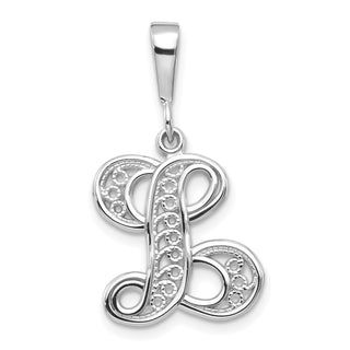 10K White Gold Filigree Initial L Pendant