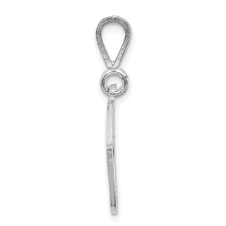14K White Gold Solid Polished Filigree Initial O Pendant