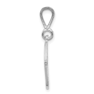 14K White Gold Solid Polished Filigree Initial O Pendant
