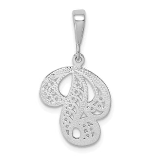 14K White Gold Solid Polished Filigree Initial P Pendant