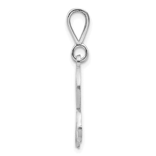 14K White Gold Solid Polished Filigree Initial R Pendant