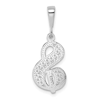 10K White Gold Filigree Initial S Pendant
