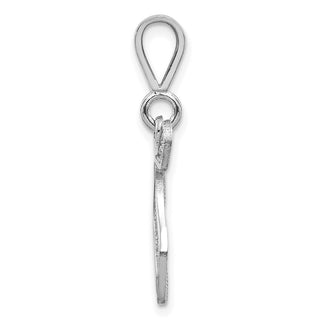 14K White Gold Solid Polished Filigree Initial T Pendant
