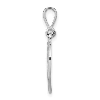 14K White Gold Solid Polished Filigree Initial V Pendant