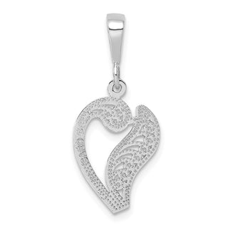 10K White Gold Filigree Initial V Pendant