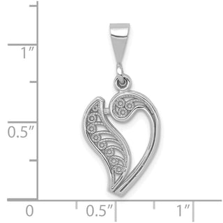 10K White Gold Filigree Initial V Pendant