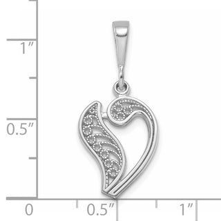 14K White Gold Solid Polished Filigree Initial V Pendant