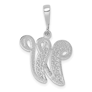 10K White Gold Filigree Initial W Pendant