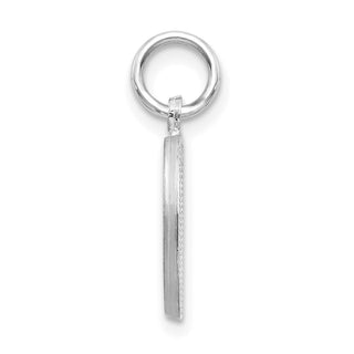 14K White Gold Satin Solid Diamond-cut Initial D Charm