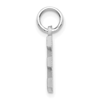 14K White Gold Solid Satin Diamond-cut Initial E Charm