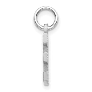 14K White Gold Solid Satin Diamond-cut Initial E Charm