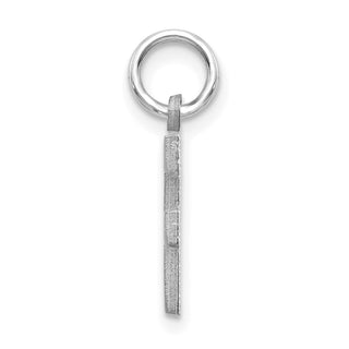 14K White Gold Solid Satin Diamond-cut Initial F Charm