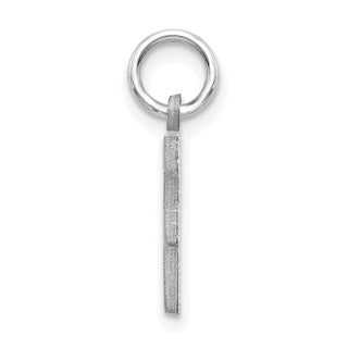 14K White Gold Solid Satin Diamond-cut Initial F Charm